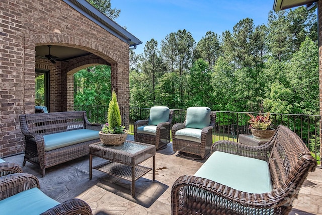 view of patio / terrace with outdoor lounge area and ceiling fan