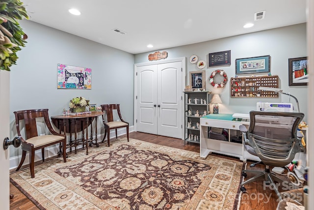office featuring hardwood / wood-style floors
