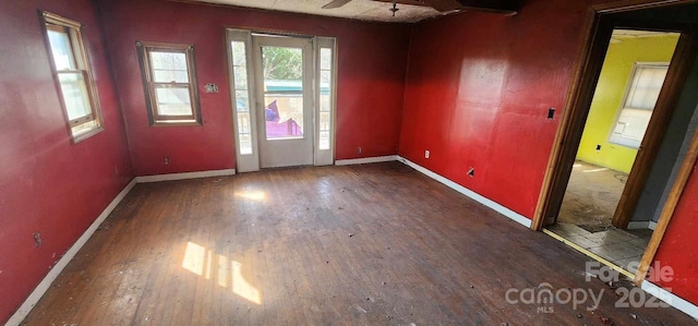 empty room with dark wood-type flooring