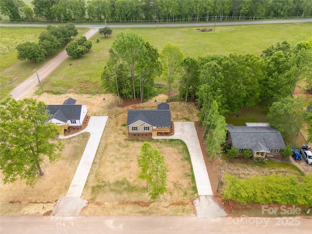 bird's eye view with a rural view