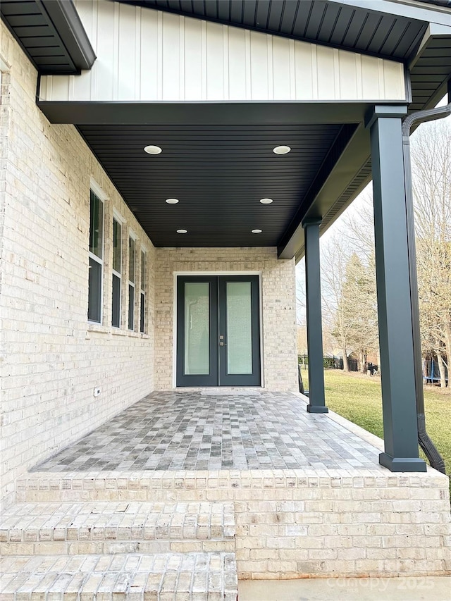 view of patio featuring french doors