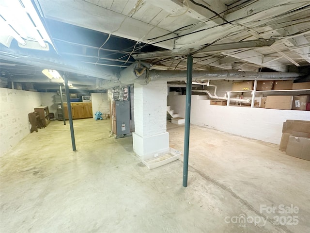 basement with heating unit
