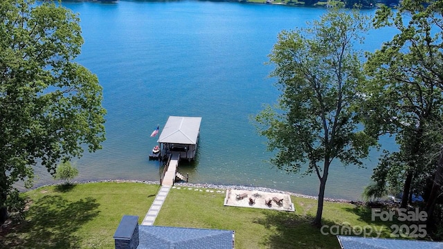 180 Willow Point Rd, Troutman, NC 28166 - dock with a water view and a yard