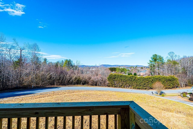 view of yard with a mountain view