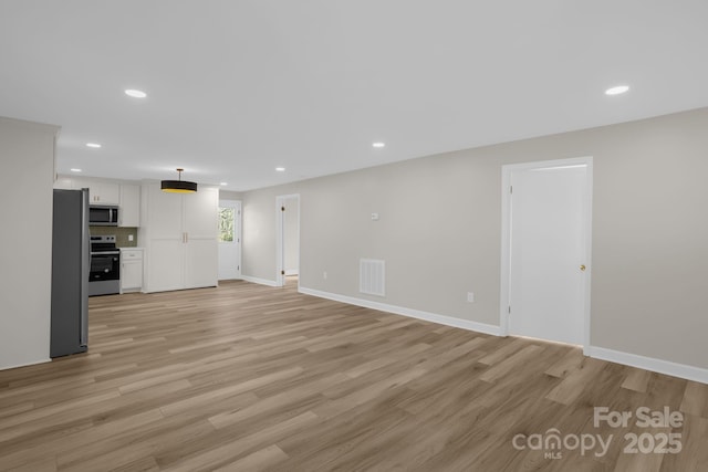 unfurnished living room with light hardwood / wood-style floors