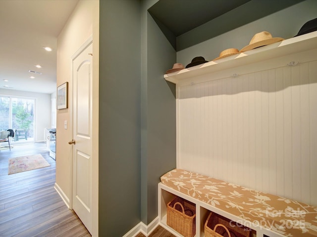 mudroom featuring light hardwood / wood-style flooring