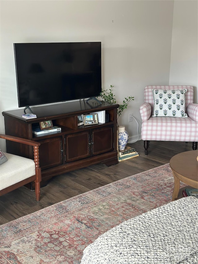 living room featuring dark hardwood / wood-style flooring