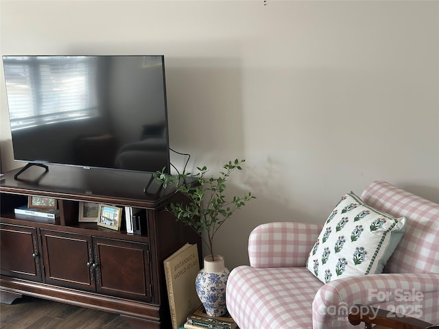 living area featuring dark hardwood / wood-style flooring