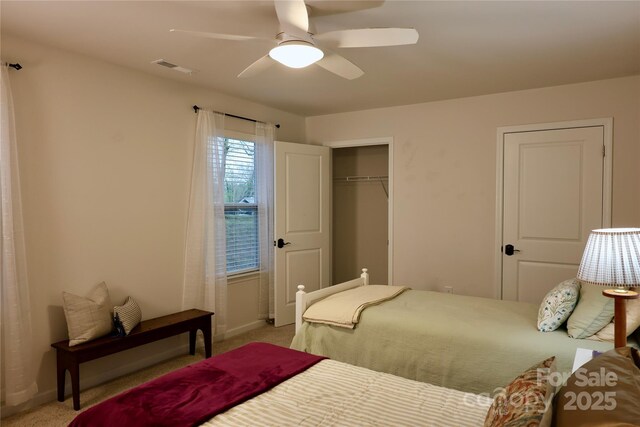 14 Malcolm Ct, Candler, NC 28715 - carpeted bedroom featuring ceiling fan, baseboards, and visible vents