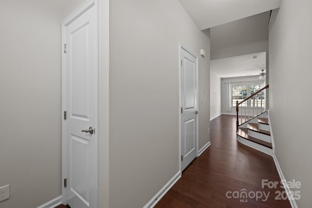 corridor with dark wood-type flooring