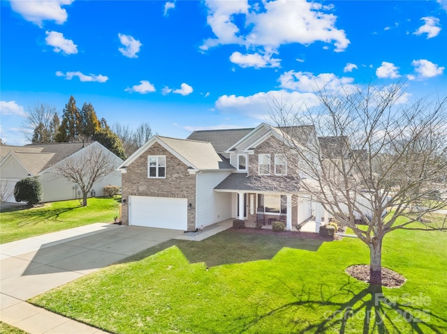 front of property with a garage and a front yard