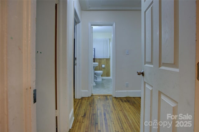 hallway featuring light wood-type flooring