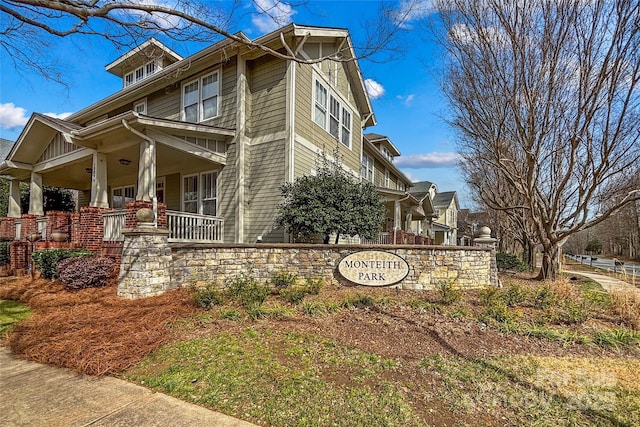 view of home's exterior with a porch