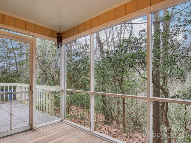 view of unfurnished sunroom