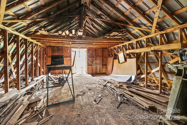 view of unfinished attic