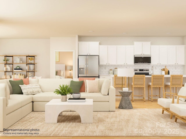 living room with light wood-style flooring