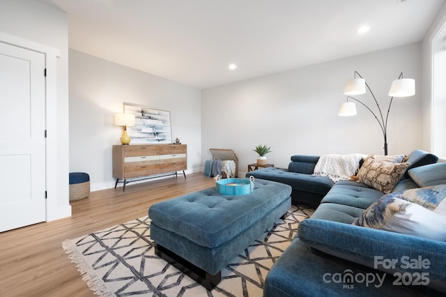 living room with light wood-type flooring