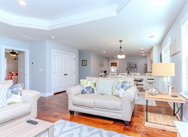 living room with wood-type flooring