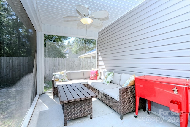 view of patio / terrace featuring outdoor lounge area and ceiling fan