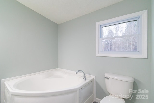 bathroom with toilet and a washtub