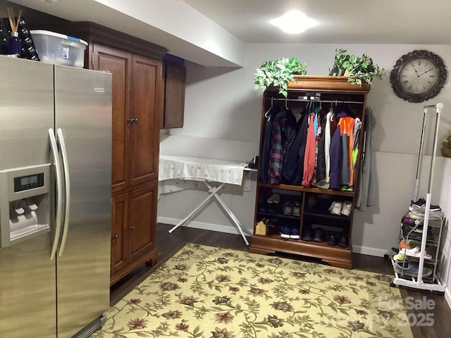 interior space with dark hardwood / wood-style flooring