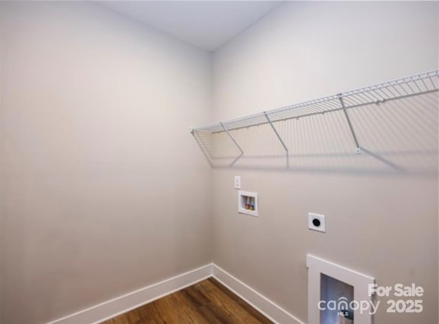 114 Glencoe Ln Unit 106, Mooresville, NC 28117 - washroom featuring washer hookup, dark wood-style flooring, and hookup for an electric dryer