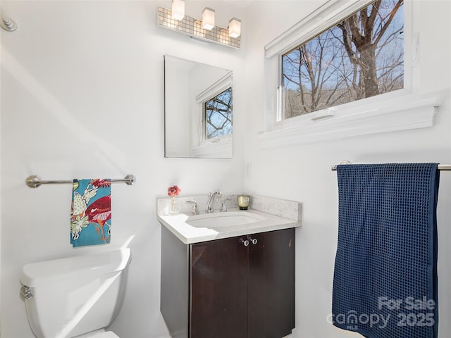 bathroom with toilet and vanity