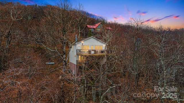 view of back of house at dusk