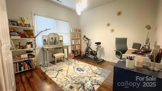 interior space with hardwood / wood-style flooring