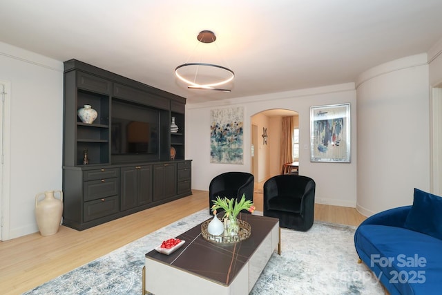 living room featuring light wood-type flooring