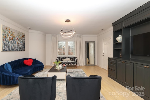 living room featuring light hardwood / wood-style floors