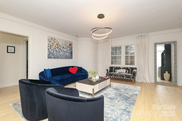 living room with hardwood / wood-style floors