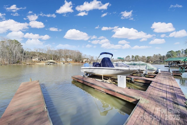 view of dock featuring a water view