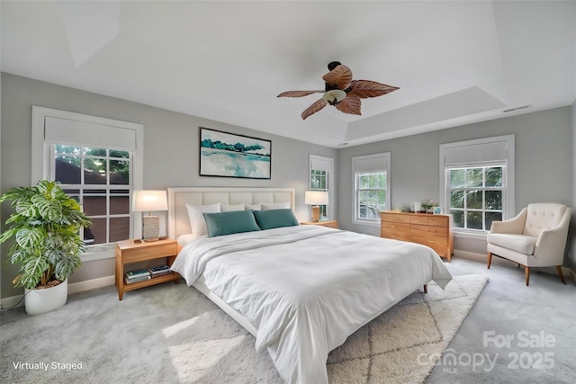 907 Thorn Ridge Ln, Lake Wylie, SC 29710 - bedroom with carpet flooring, a raised ceiling, ceiling fan, and baseboards