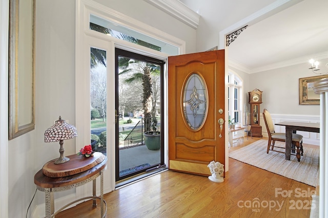 907 Thorn Ridge Ln, Lake Wylie, SC 29710 - foyer entrance featuring ornamental molding and light wood finished floors