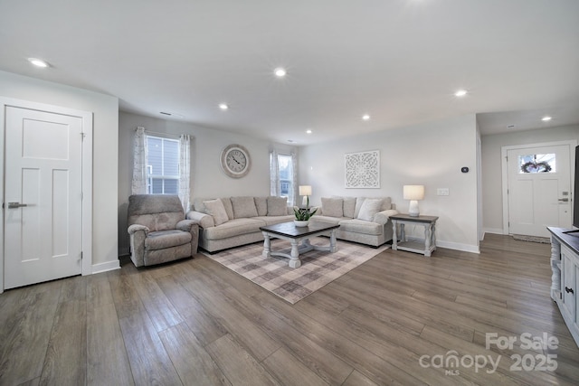 living room featuring light hardwood / wood-style flooring