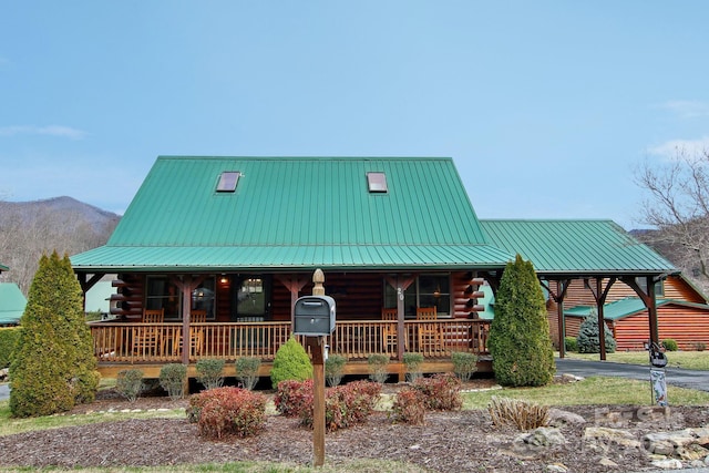 log-style house featuring a mountain view