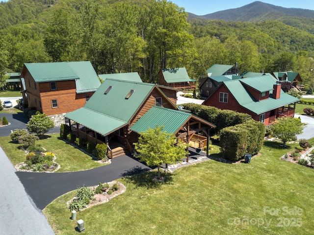 aerial view featuring a mountain view