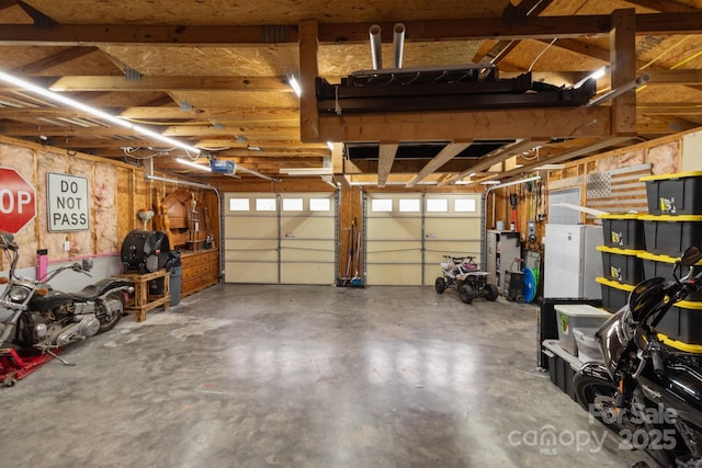 garage with a garage door opener