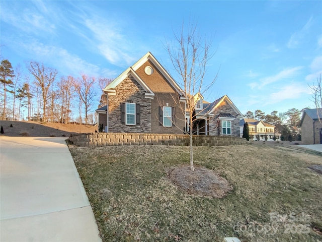 view of front of home with a front yard