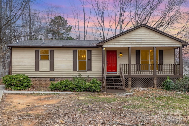 view of front of home with covered porch