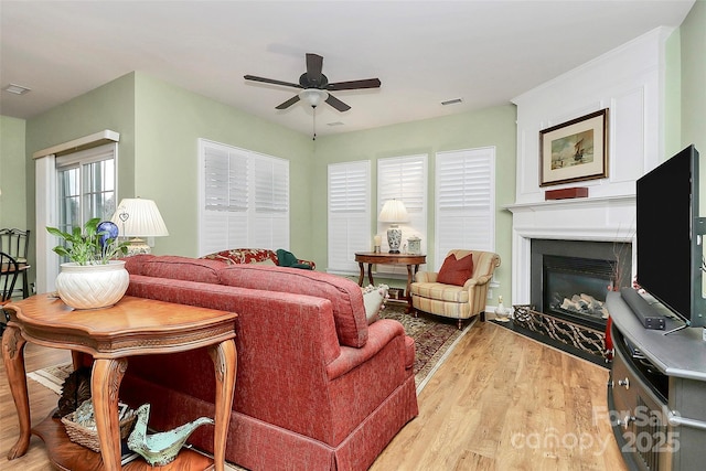 9119 Gander Dr, Charlotte, NC 28277 - living room with light hardwood / wood-style flooring and ceiling fan