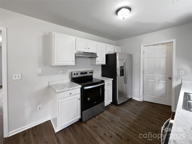 kitchen featuring white cabinetry, appliances with stainless steel finishes, sink, and dark hardwood / wood-style flooring