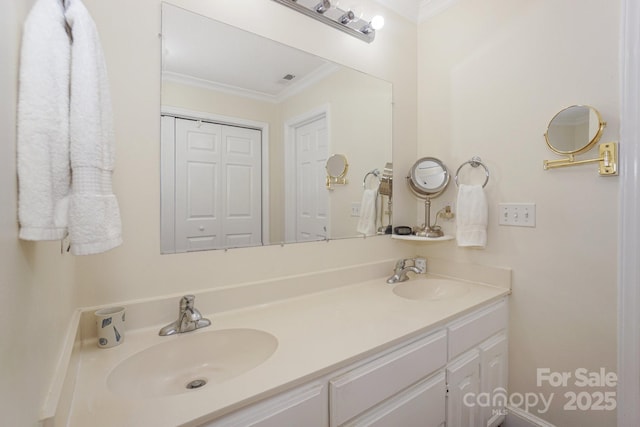 405 NW Dr, Davidson, NC 28036 - bathroom featuring ornamental molding and vanity