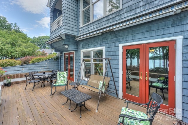 405 NW Dr, Davidson, NC 28036 - wooden deck with french doors