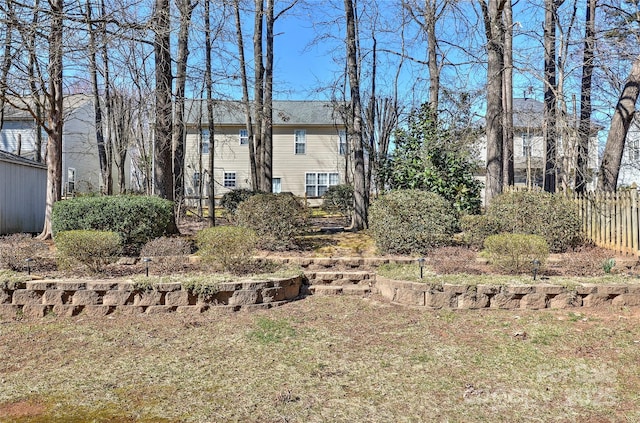 view of yard with fence