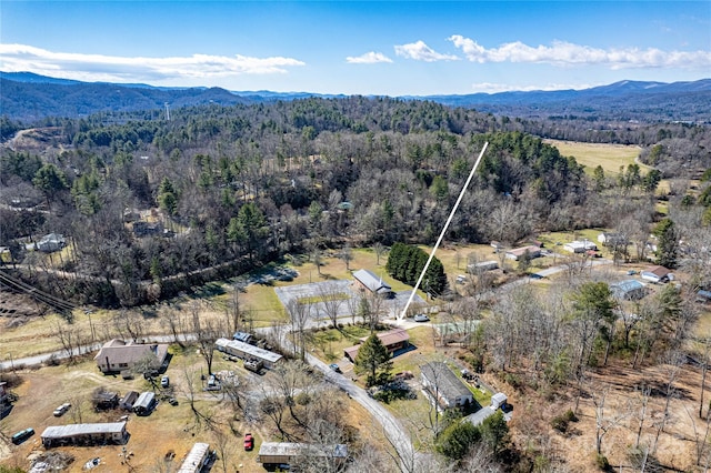 drone / aerial view with a mountain view