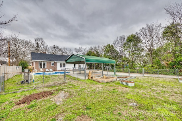 exterior space featuring a fenced in pool
