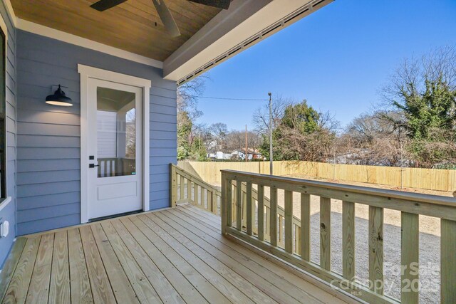 1824 Haines St, Charlotte, NC 28216 - deck with a fenced backyard and ceiling fan