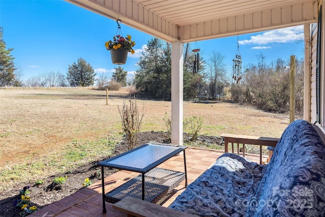 view of patio featuring a rural view